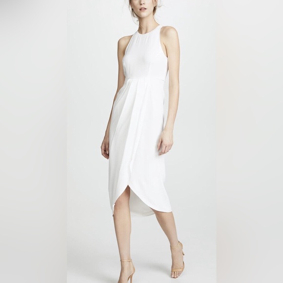 Yumi Kim So Social minimalist Tulip-Hem Midi Dress in white - Picture 1 of 4